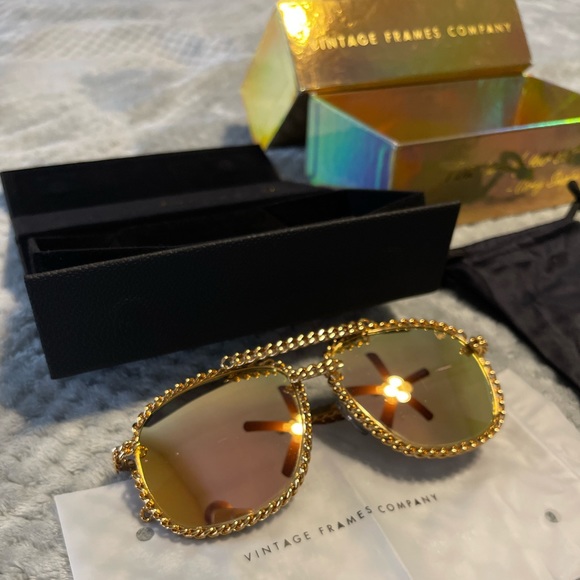 Vintage Frames Company “Full Cuban Snatch 24KT Gold” Sunglasses *EXCLUSIVE* - Picture 1 of 16